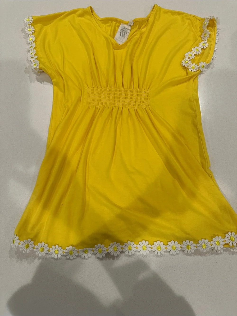 Yellow Daisy Trim Tunic Coverup